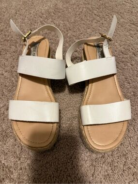 Steve Madden White Double-Strap Espadrille Sandal